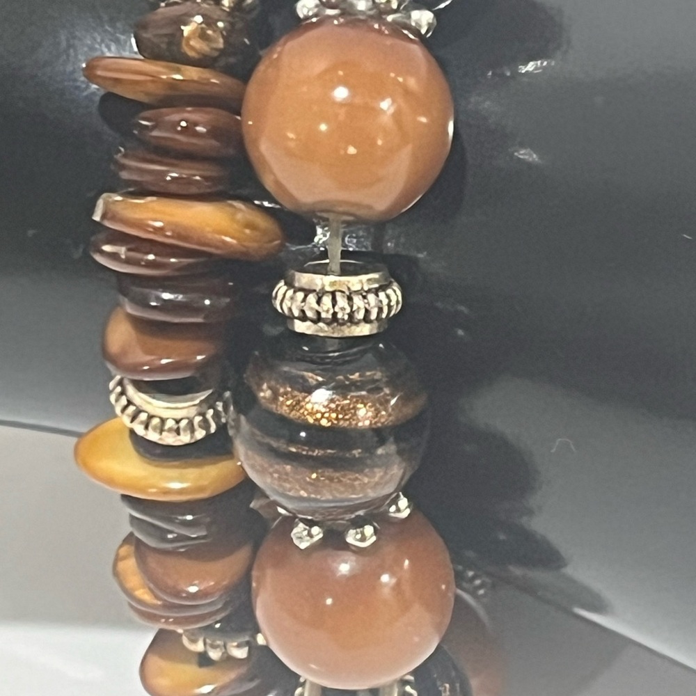 Set Of 2 Round & Stackable Brown Agate Stones & G… - image 3